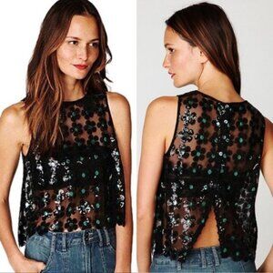 Free People Crop Sequin Top Size Small